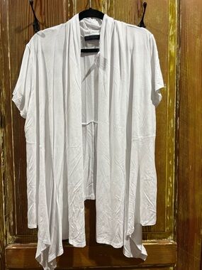 NWT White Draped Open-Front Cardigan